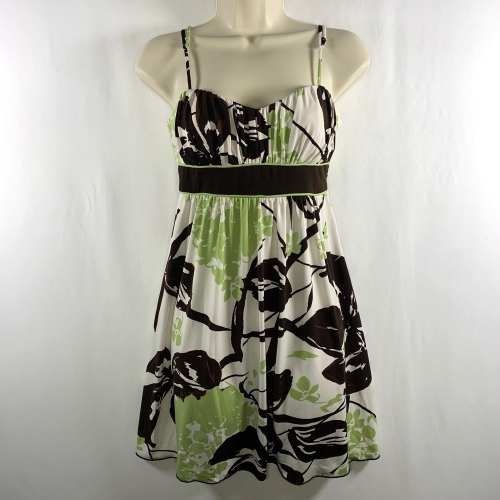 VTG 00s Womens Y2K Floral Babydoll Mini Dress Sz M Preppy Artsy Spring Tie Back